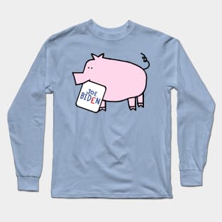 Biden Harris Supporter Cute Pig with Joe Biden Sign Long Sleeve T-Shirt